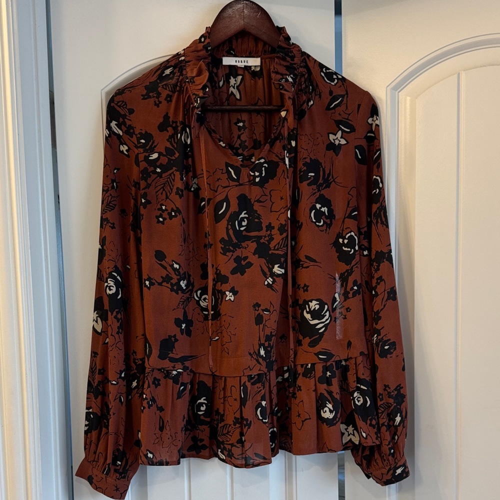 Anthropologie RO&DE Brown Floral Women's Blouse